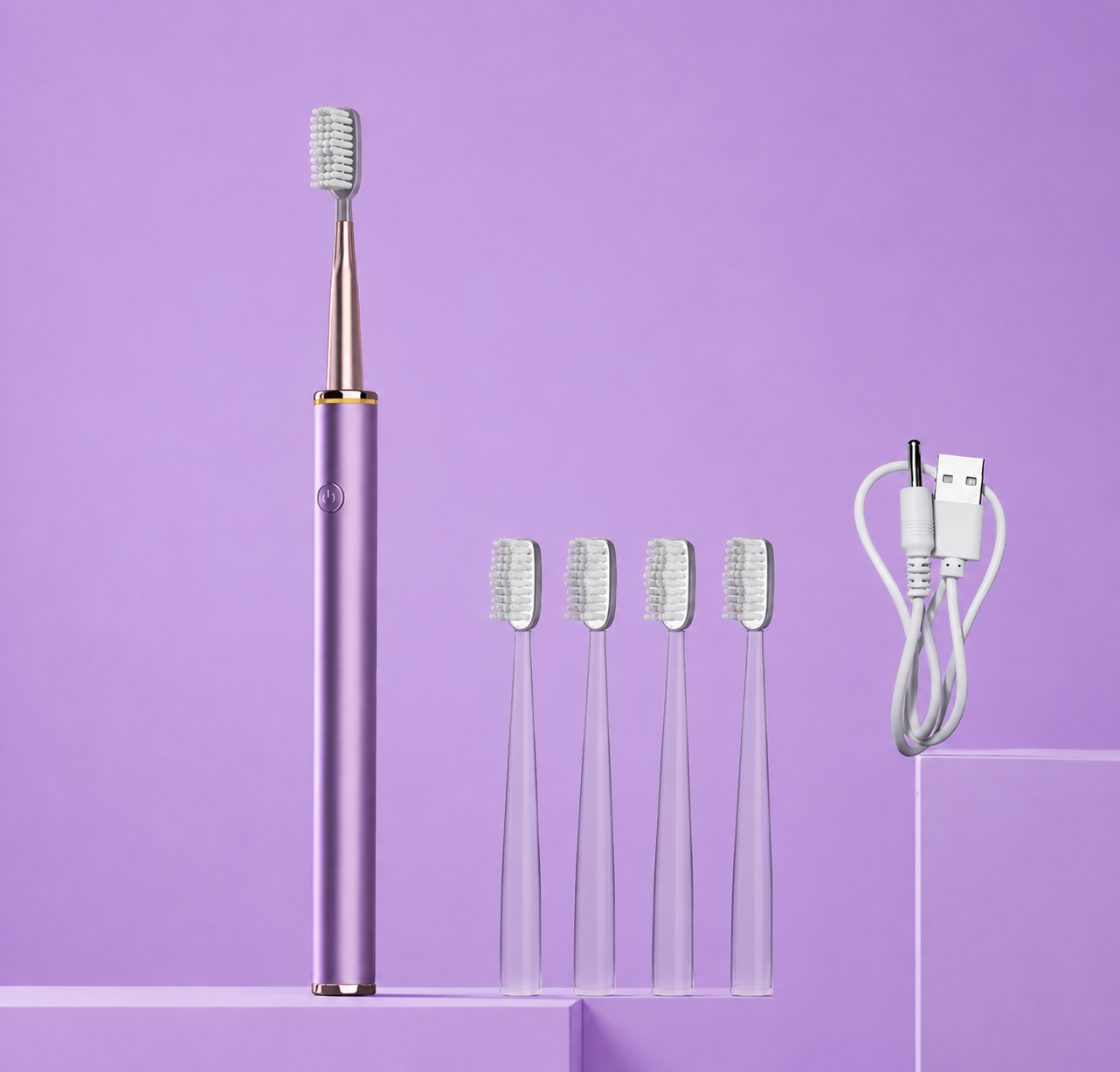 BROSSE À DENTS ÉLECTRIQUE + 4 TÊTES DE RECHANGE + CÂBLE USB